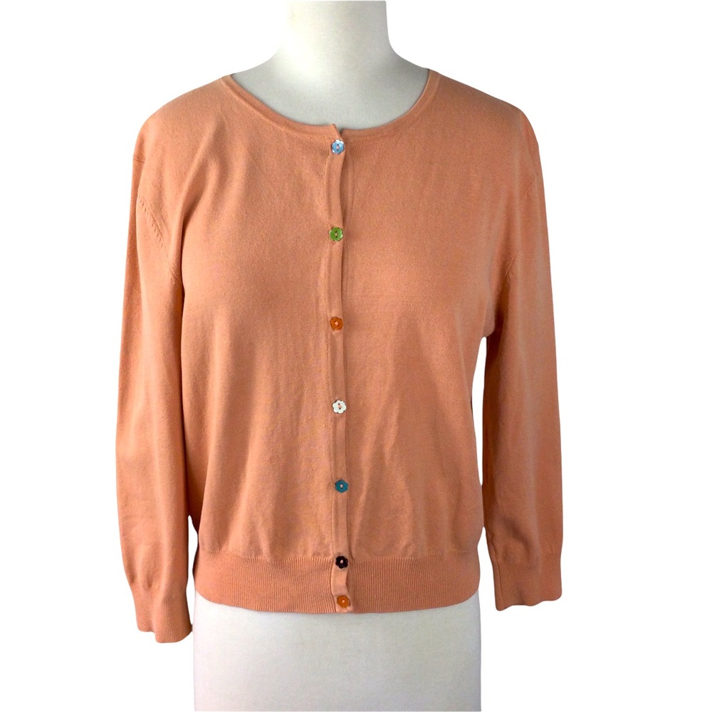 Spenser Jeremy Coral Silk Blend Cardigan Sweater, Large - Picture 1 of 6